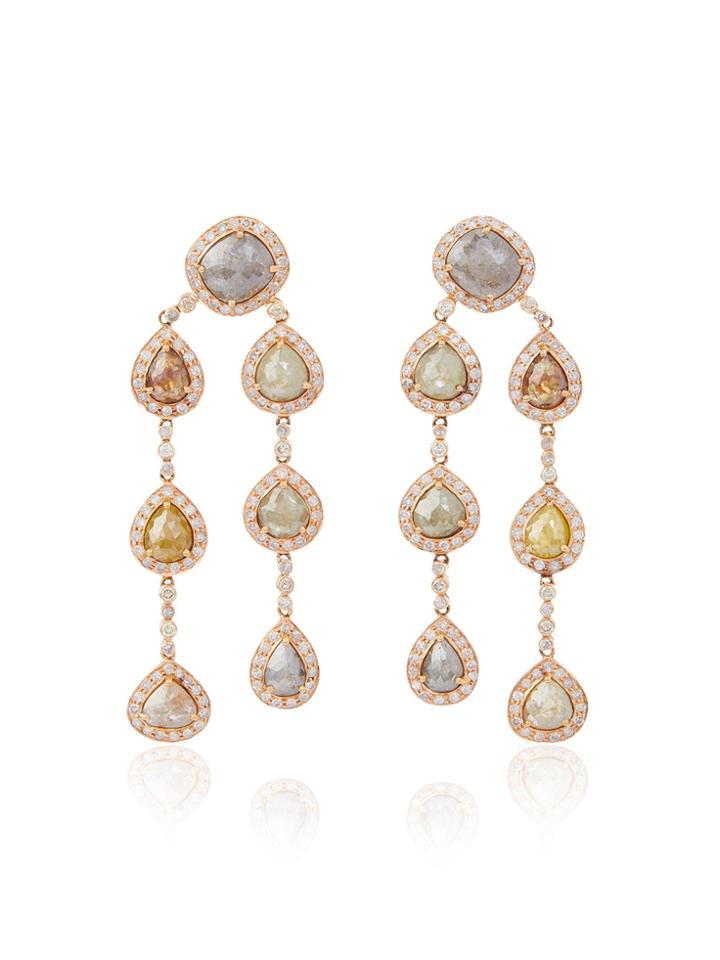 Saqqara Brown Diamond Chandelier Earrings - Pink & Purple