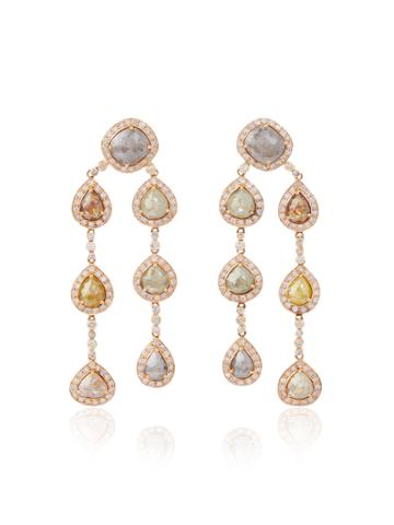 Saqqara Brown Diamond Chandelier Earrings - Pink & Purple