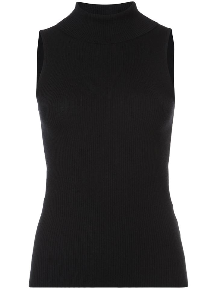 Sally Lapointe Cashmere Turtleneck Knitted Tank - Black