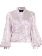 Dsquared2 Balloon Sleeve Plunge Blouse - Pink