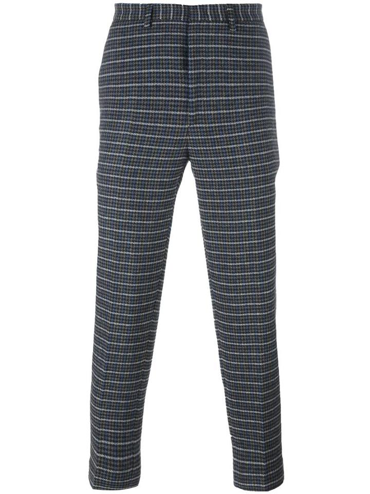 Msgm Houndstooth Cropped Joggers, Men's, Size: 48, Grey, Acrylic/polyester/wool/viscose