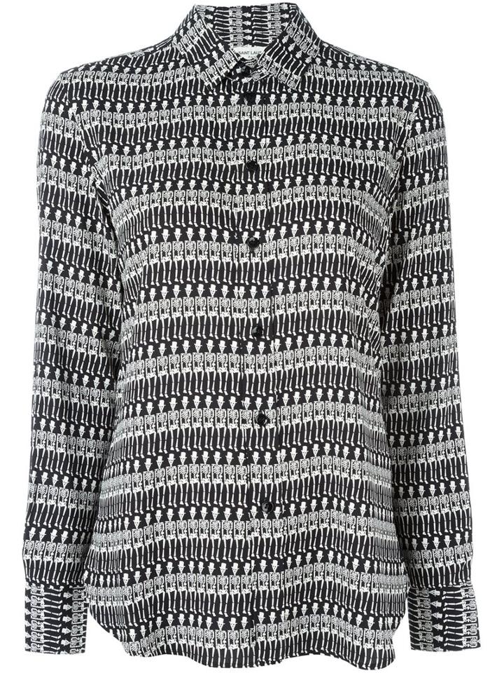 Saint Laurent Skeleton Print Shirt, Women's, Size: 36, Black, Viscose
