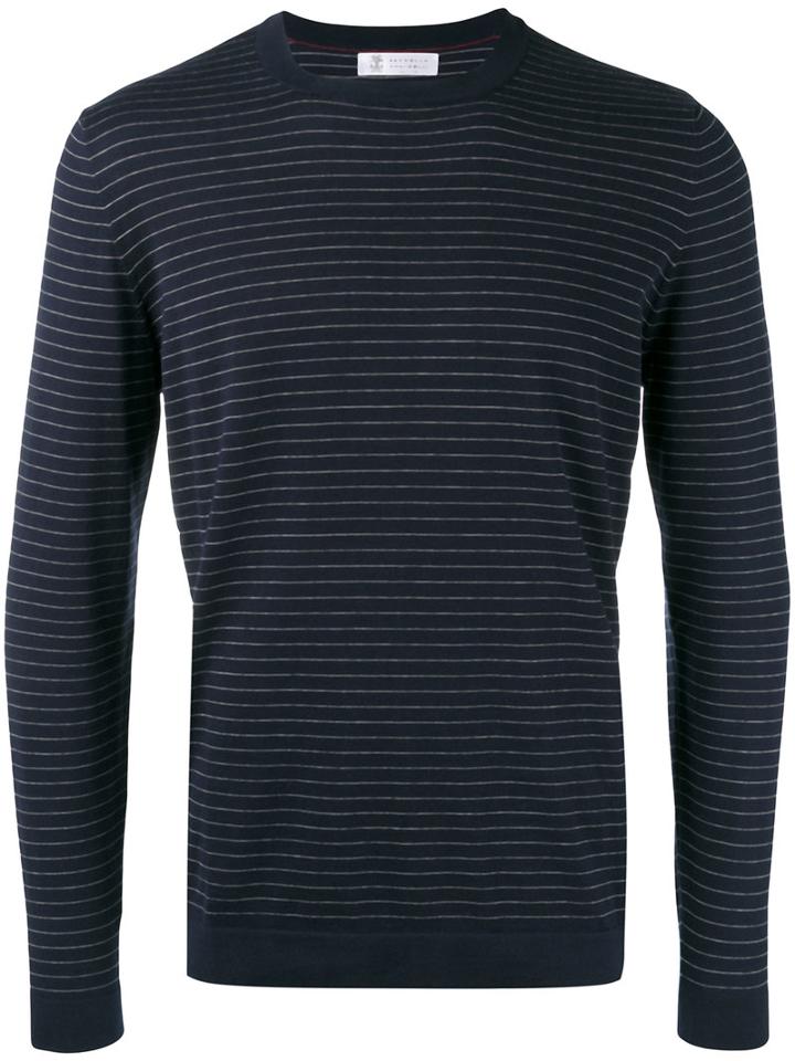 Brunello Cucinelli - Striped Jumper - Men - Cotton - 52, Blue, Cotton