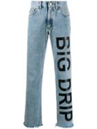 Duo Printed 'big Drip' Straight-leg Jeans - Blue