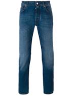 Jacob Cohen Light Stonewash Effect Slim Fit Jeans, Men's, Size: 35/34, Blue, Cotton/polyester/spandex/elastane