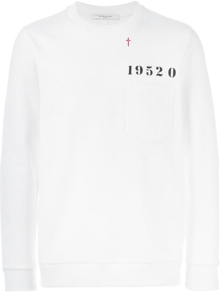 Givenchy Numbers Print Sweatshirt, Men's, Size: L, White, Cotton/polyester