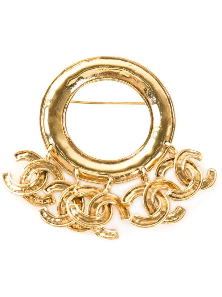 Chanel Vintage Cc Fringed Brooch