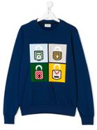 Fendi Kids Teen Padlock Print Sweatshirt - Blue