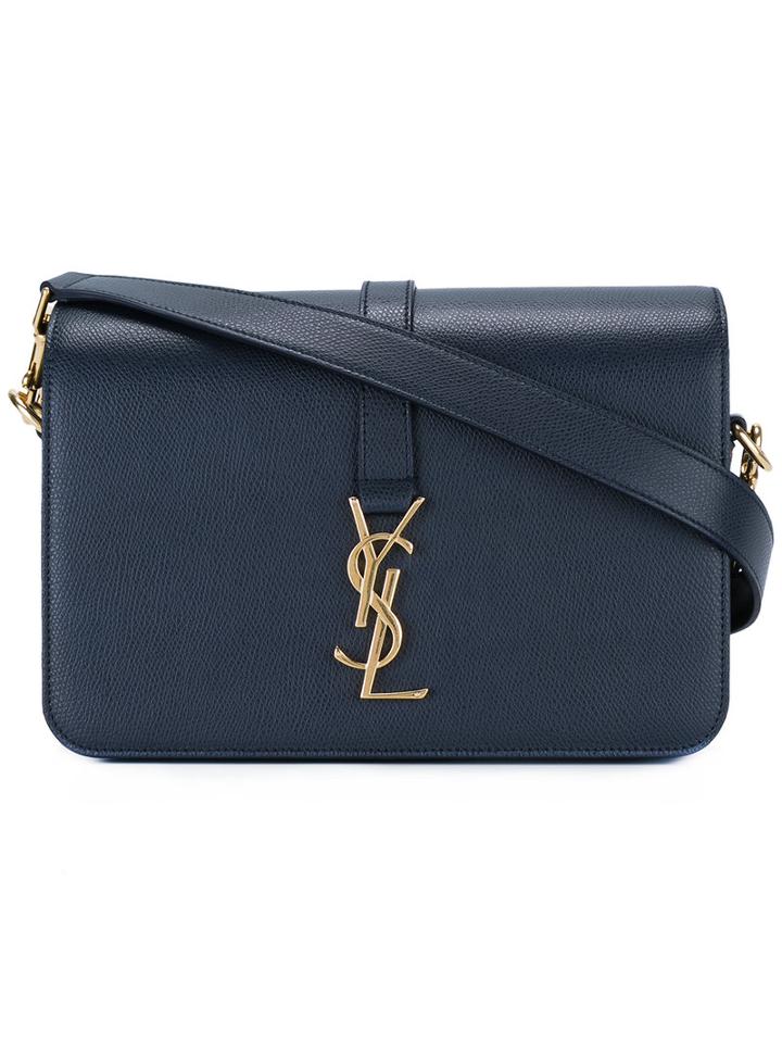 Saint Laurent Medium Université Monogram Shoulder Bag, Blue, Calf Leather