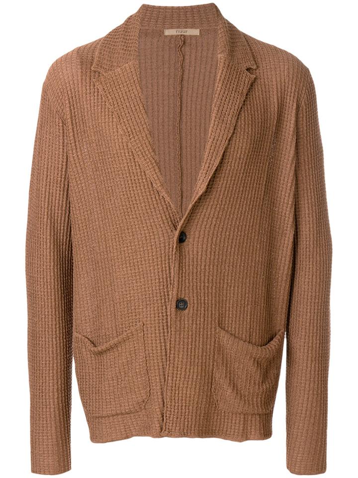 Nuur Waffle Knit Cardigan - Brown