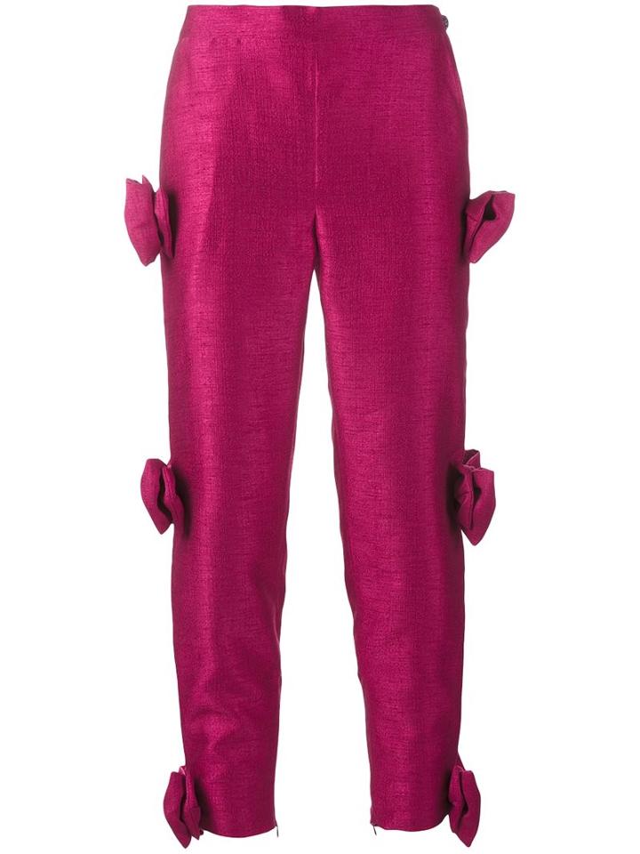 Ashish Bow Embellished Cropped Trousers, Women's, Size: Medium, Pink/purple, Polyester