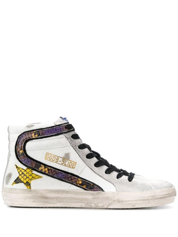 Golden Goose Hi-top Distressed Sneakers - White