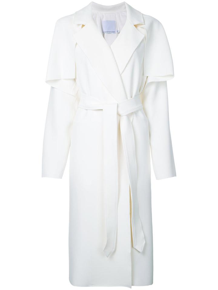 Christopher Esber - Caped Coat - Women - Silk/polyester/spandex/elastane - 12, White, Silk/polyester/spandex/elastane