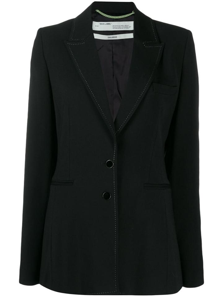 Off-white Slim Fit Contrast Stitching Blazer - Black