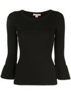 Michael Kors Collection Peplum Sleeve Fitted Sweater - Black