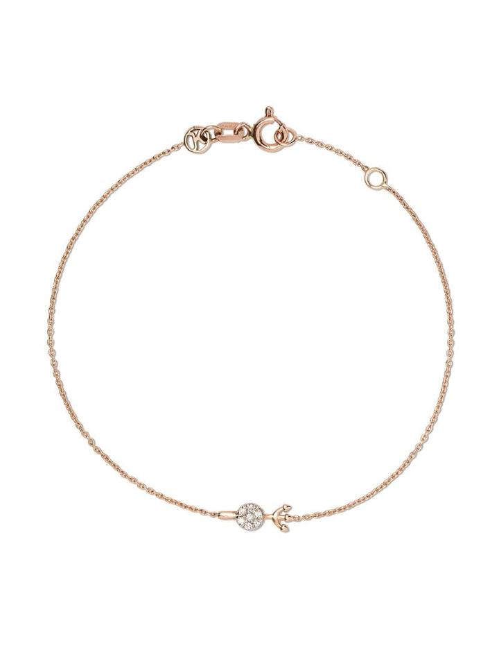 Kismet By Milka 14kt Rose Gold Trident Diamond Charm Bracelet
