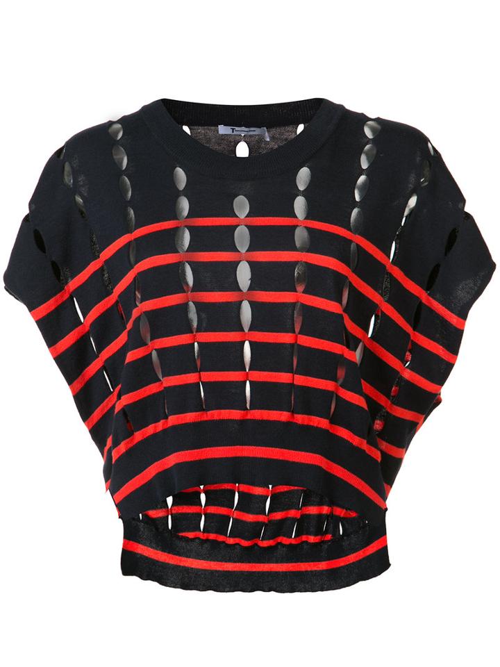 T By Alexander Wang - Knit Cropped Top - Women - Cotton - S, Blue, Cotton