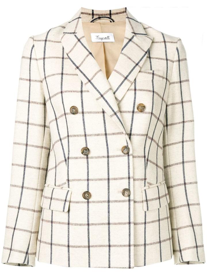 Brag-wette Double-breasted Check Blazer - Neutrals