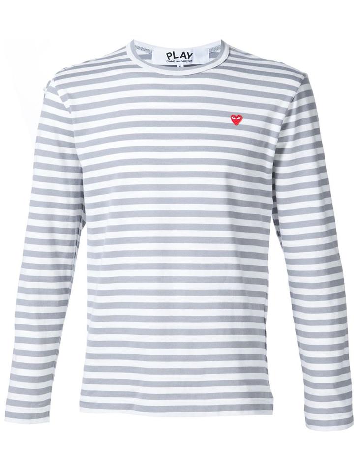Comme Des Garçons Play Heart Application Long Sleeve T-shirt