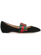 Gucci Web-trimmed Ballerina Shoes - Black