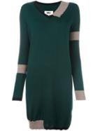 Mm6 Maison Margiela V-neck Sweater Dress, Women's, Size: Small, Green, Wool
