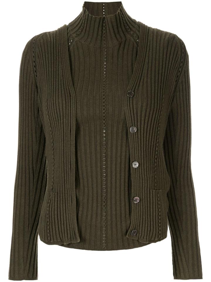 Hermès Vintage Ribbed-knit Twin Set - Green