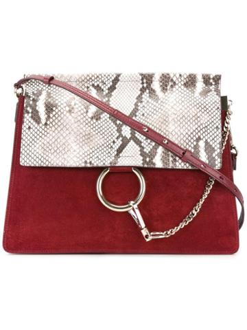 Chloé - Faye Shoulder Bag - Women - Calf Leather/python Skin/calf Suede - One Size, Red, Calf Leather/python Skin/calf Suede