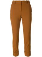 Theory Cropped Cuff Hem Trousers - Brown