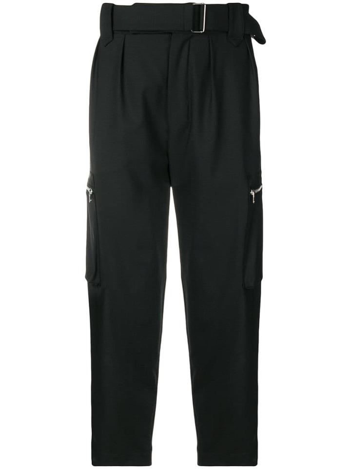 Christian Pellizzari Belted Cropped Cargo Trousers - Black