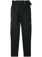 Christian Pellizzari Belted Cropped Cargo Trousers - Black