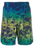 Msgm Leaf Print Bermuda Shorts - Blue