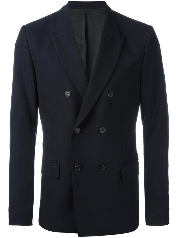 Ami Alexandre Mattiussi Double Breasted Blazer, Men's, Size: 48, Blue, Cotton/acetate/wool