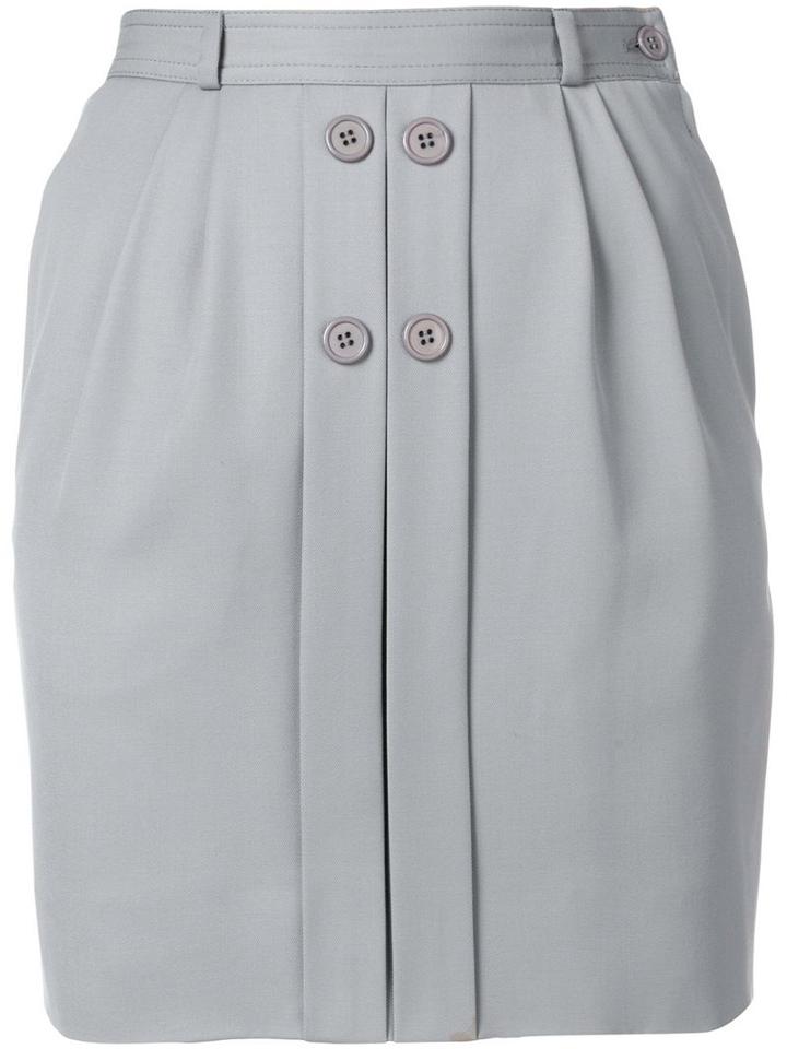 Valentino Pre-owned Button-detail Fitted Skirt - Grey