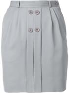 Valentino Pre-owned Button-detail Fitted Skirt - Grey