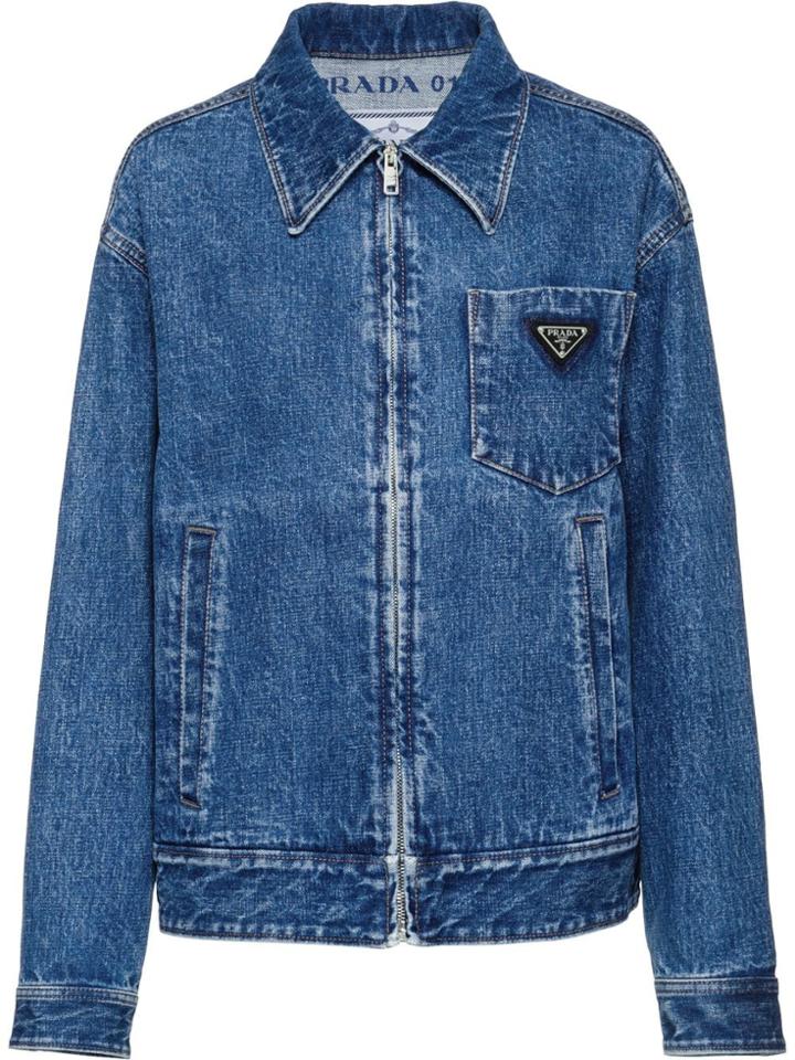 Prada Zip-up Denim Jacket - Blue