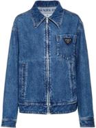 Prada Zip-up Denim Jacket - Blue