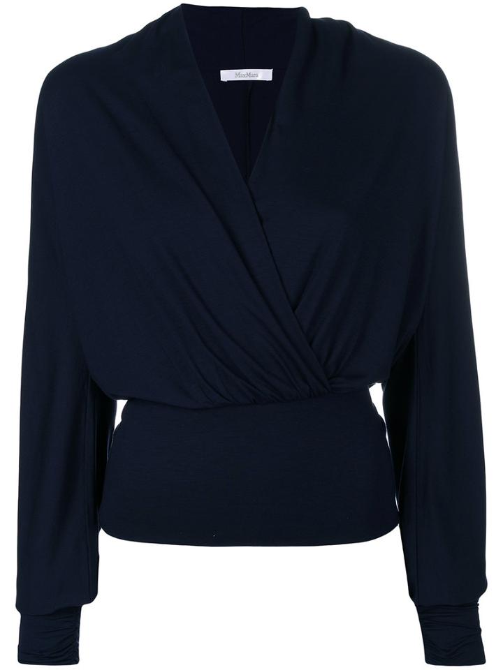 Max Mara - Wrap Top - Women - Spandex/elastane/viscose - S, Blue, Spandex/elastane/viscose