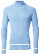 Loveless Stripe Trim Detail Jumper, Men's, Size: 3, Blue, Cotton/cashmere