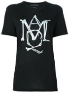Alexander Mcqueen Bones Logo Print T-shirt, Women's, Size: Medium, Black, Cotton