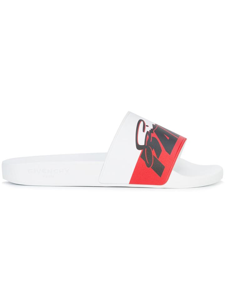Givenchy Logo Open-toe Slides - White