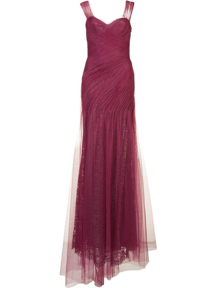 Monique Lhuillier Draped Gown - Pink & Purple