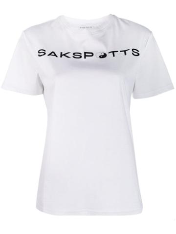 Saks Potts Logo Print Crew Neck T-shirt - White