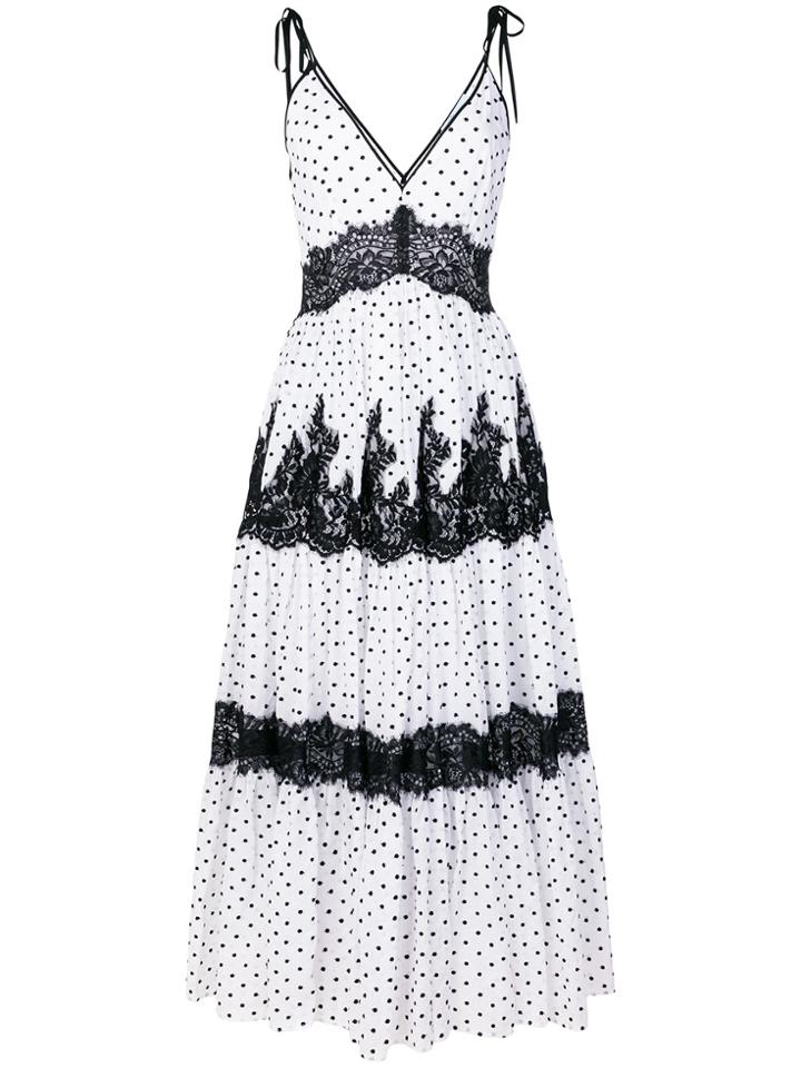 Blumarine Spotted Lace Detail Flared Dress - White