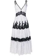 Blumarine Spotted Lace Detail Flared Dress - White