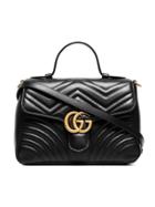 Gucci Black Gg Marmont Large Leather Top Handle Bag