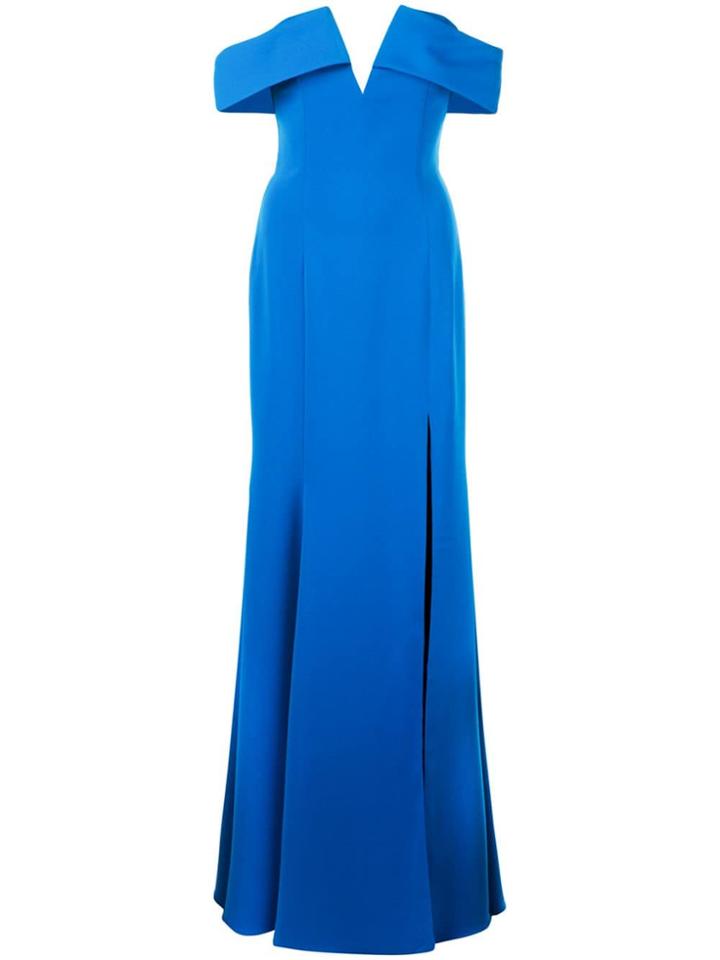 Jay Godfrey Off Shoulder Lapel Gown - Blue
