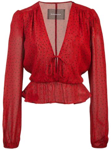 Reformation Polka Dots Blouse - Red