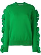 Victoria Victoria Beckham Ruffled Sleeve Sweater - Green