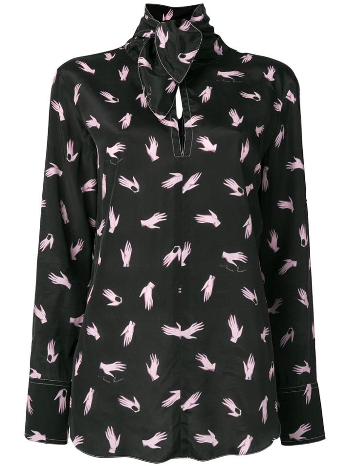Nina Ricci Printed Bow Blouse - Black