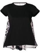 Sacai Chiffon-panelled Jersey T-shirt - Black